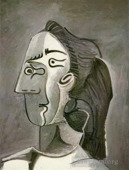 Pablo Picasso's Contemporary Oil Painting - Tete de femme Jacqueline 1962