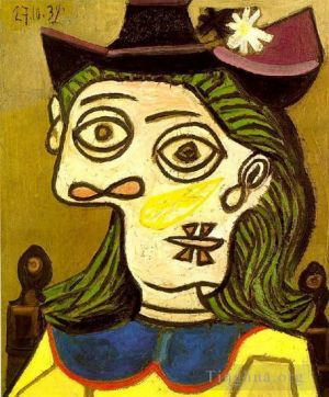 Contemporary Artwork by Pablo Picasso - Tete de femme au chapeau mauve 1939