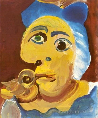 Pablo Picasso's Contemporary Oil Painting - Tete et l oseau 1971