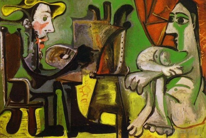 Pablo Picasso's Contemporary Oil Painting - The Artist and His Model L artiste et son modele 1964