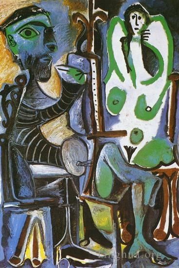 Pablo Picasso's Contemporary Oil Painting - The Artist and His Model L artiste et son modele 5 1963