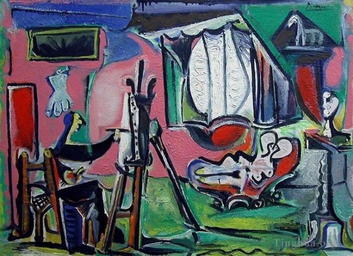 Pablo Picasso's Contemporary Oil Painting - The Artist and His Model L artiste et son modele I II 1963
