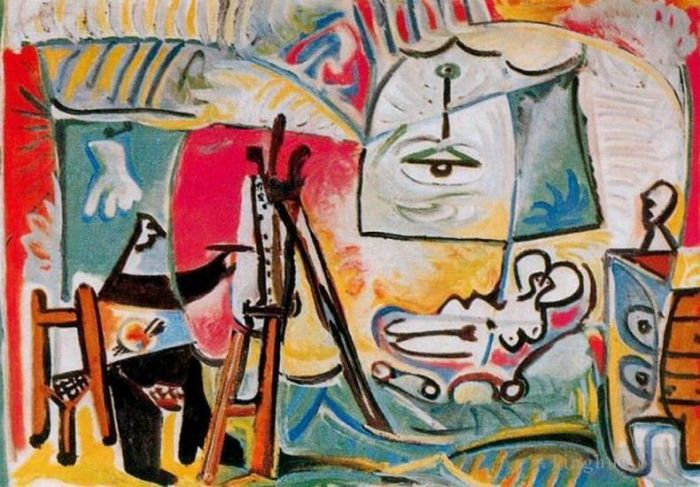 Pablo Picasso's Contemporary Oil Painting - The Artist and His Model L artiste et son modele V 1963