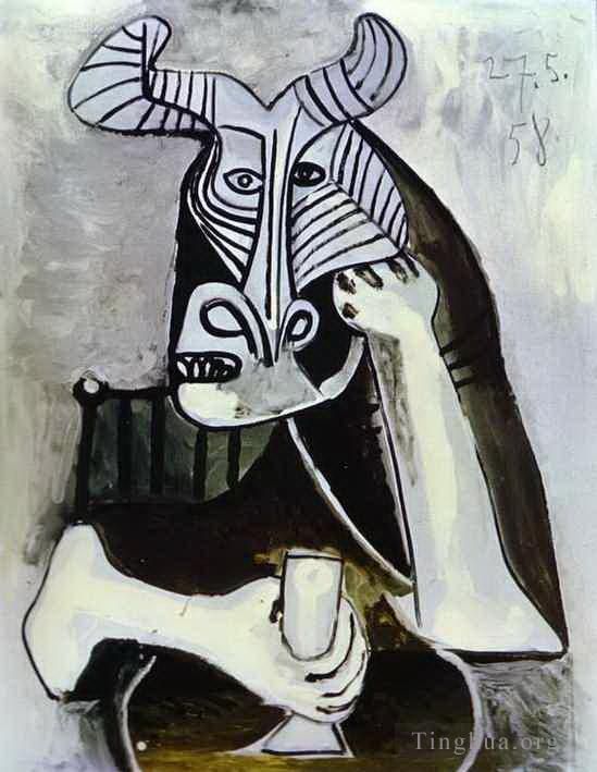 Pablo Picasso's Contemporary Oil Painting - The King of the Minotaurs 1958