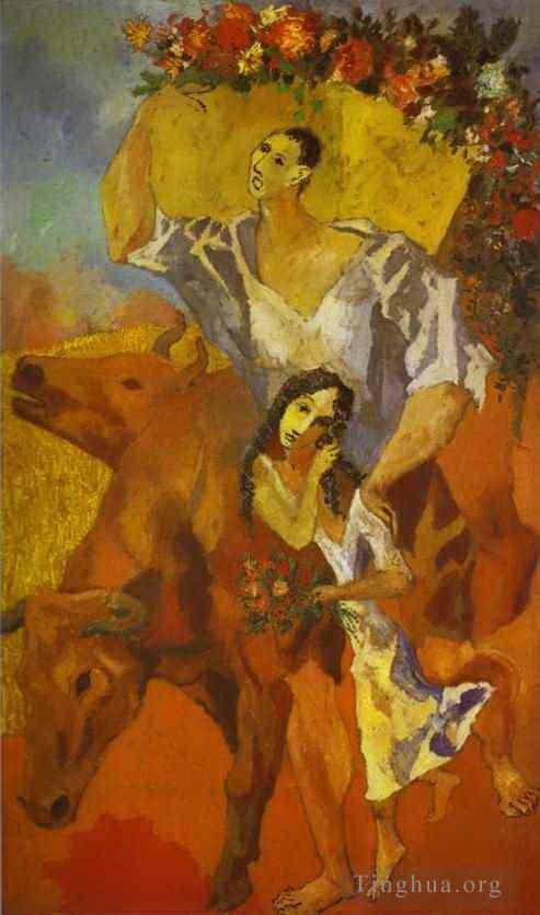 Pablo Picasso's Contemporary Oil Painting - The Peasants Composition 1906