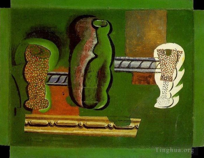 Pablo Picasso's Contemporary Oil Painting - Verres et bouteilles 1914