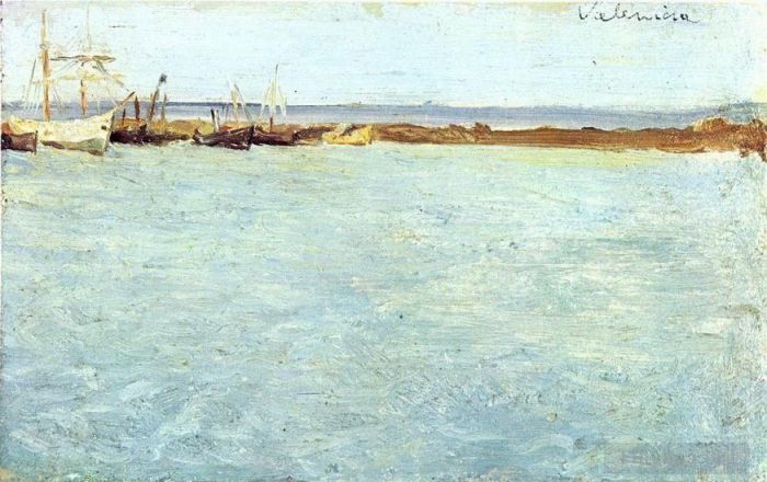 Pablo Picasso's Contemporary Oil Painting - Vue de port de Valence 1895