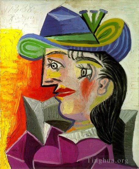Pablo Picasso's Contemporary Oil Painting - Woman with a Blue Hat 1939