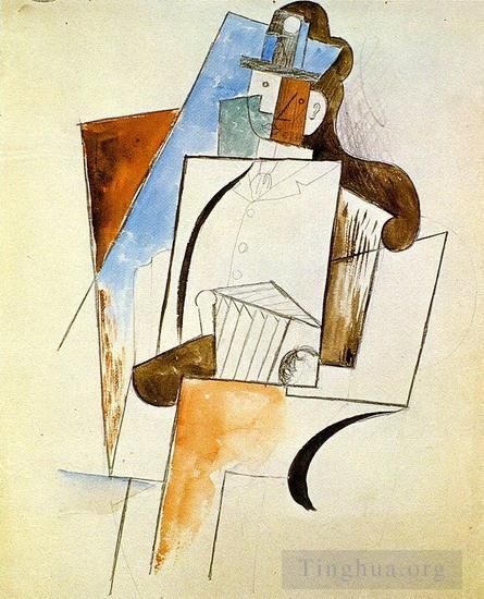 Pablo Picasso's Contemporary Various Paintings - Accordeoniste Homme a chapeau 1916