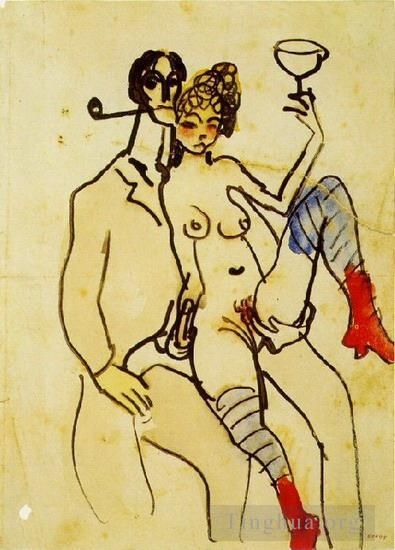 Pablo Picasso's Contemporary Various Paintings - Angel Fernandez de Soto with woman Angel Fernandez de Soto avec une femme 1902