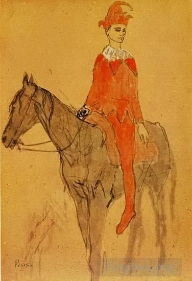 Pablo Picasso's Contemporary Various Paintings - Arlequin a cheval 1905