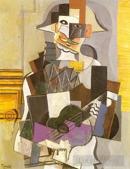 Pablo Picasso's Contemporary Various Paintings - Arlequin a la guitare Arlequin jouant de la guitare 1914