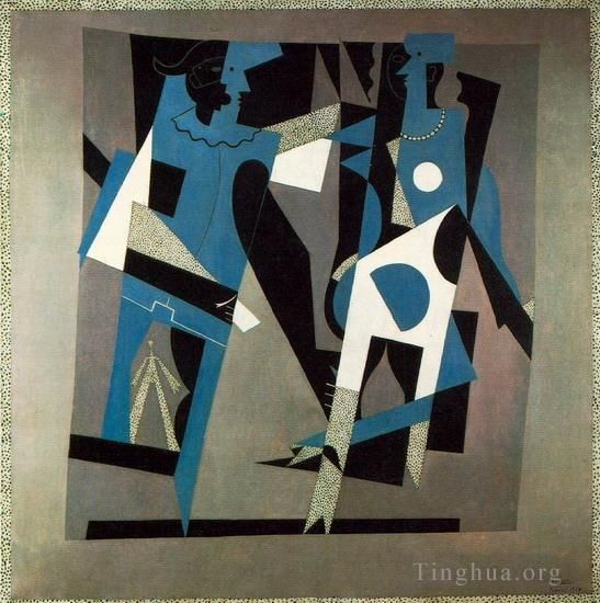 Pablo Picasso's Contemporary Various Paintings - Arlequin et femme au collier 1917