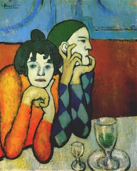 Pablo Picasso's Contemporary Various Paintings - Arlequin et son compagnon 1901