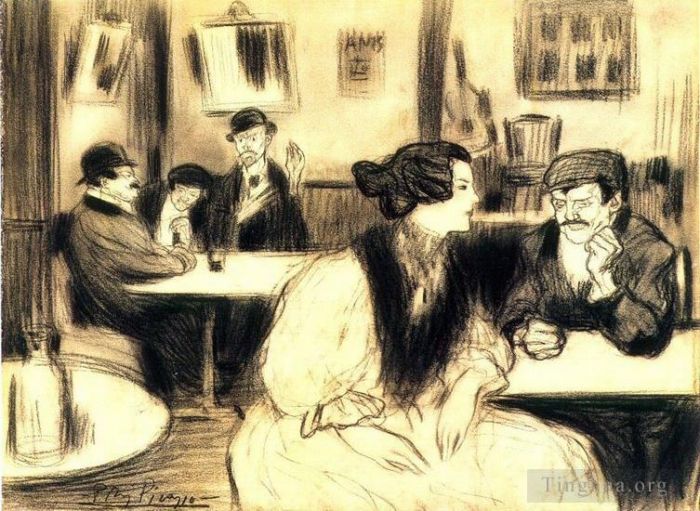 Pablo Picasso's Contemporary Various Paintings - Au cafe 1901