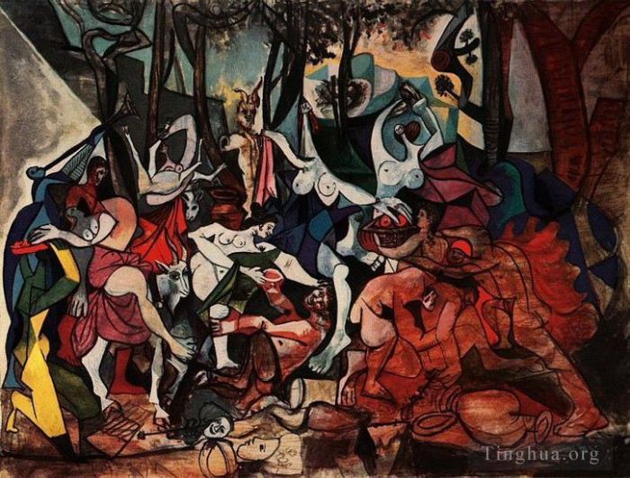 Pablo Picasso's Contemporary Various Paintings - Bacchanales Triomphe de Pan d apres Poussin 1944