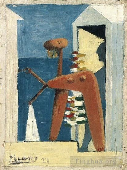 Pablo Picasso's Contemporary Various Paintings - Baigneuse et cabine 1928