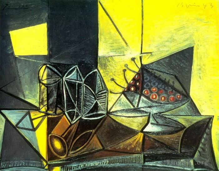 Pablo Picasso's Contemporary Various Paintings - Buffet Nature morte aux verres et aux cerises 1943