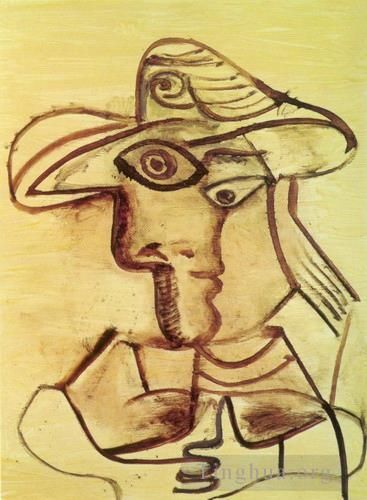 Pablo Picasso's Contemporary Various Paintings - Buste au chapeau 1971 2