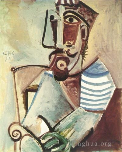 Pablo Picasso's Contemporary Various Paintings - Buste d homme assis 1971