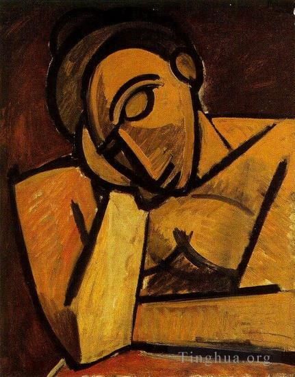 Pablo Picasso's Contemporary Various Paintings - Buste de femme accoudee Femme dormant 1908