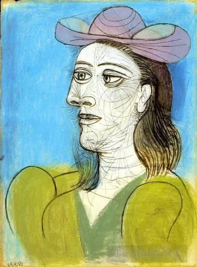 Pablo Picasso's Contemporary Various Paintings - Buste de femme au chapeau 1943