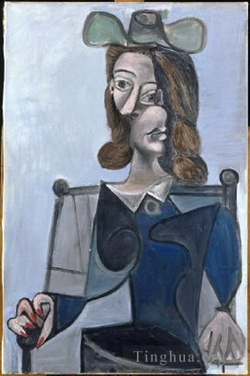 Pablo Picasso's Contemporary Various Paintings - Buste de femme au chapeau bleubis 1944
