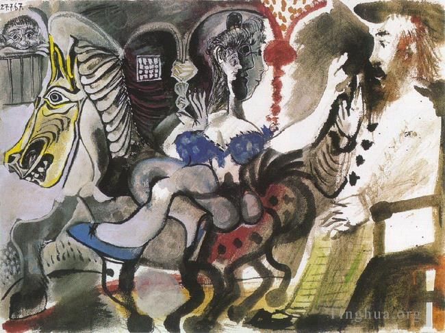 Pablo Picasso's Contemporary Various Paintings - Cavaliers du cirque 1967