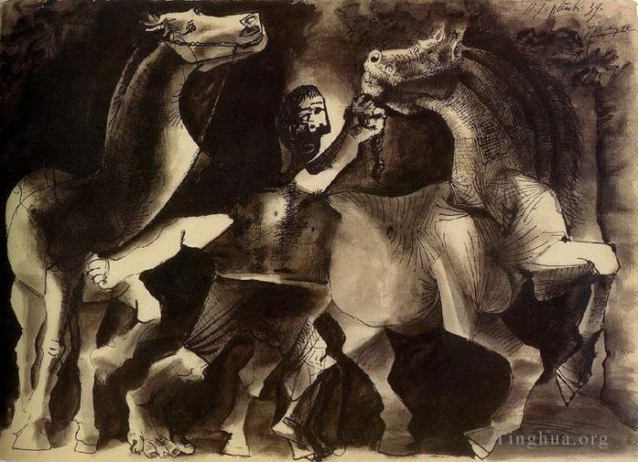Pablo Picasso's Contemporary Various Paintings - Chevaux et personnage 1939