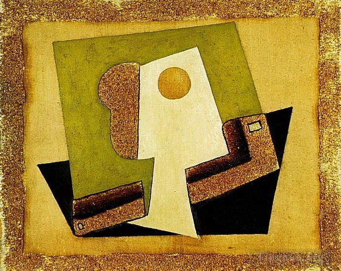 Pablo Picasso's Contemporary Various Paintings - Composition au verre Verre et pipe 1917