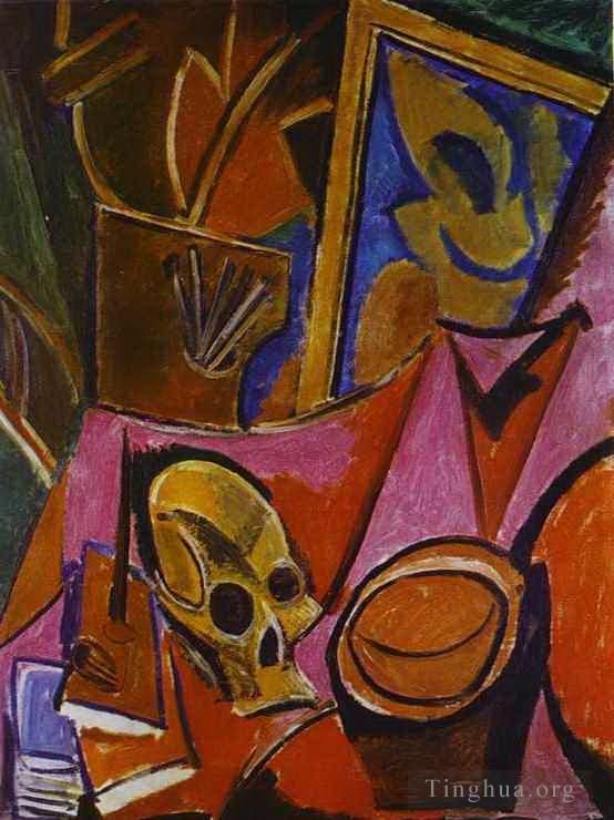 Pablo Picasso's Contemporary Various Paintings - Composition with a Skull 1908