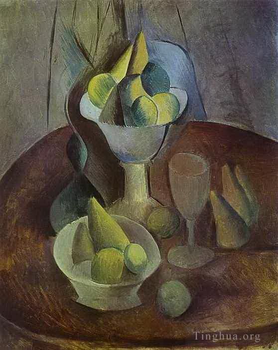 Pablo Picasso's Contemporary Various Paintings - Compotier Fruit and Glass 1909