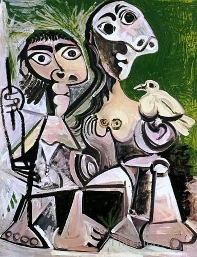 Pablo Picasso's Contemporary Various Paintings - Couple a l oiseau 2 1970