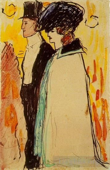 Pablo Picasso's Contemporary Various Paintings - Couple de Rastaquoueres 1901