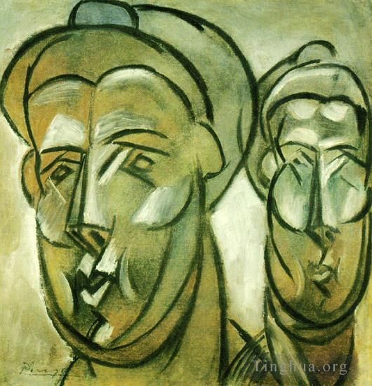 Pablo Picasso's Contemporary Various Paintings - Deux Tetes de femme Fernande Olivier 1909