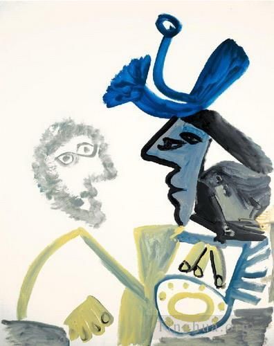 Pablo Picasso's Contemporary Various Paintings - Deux bustes de profil I 1972