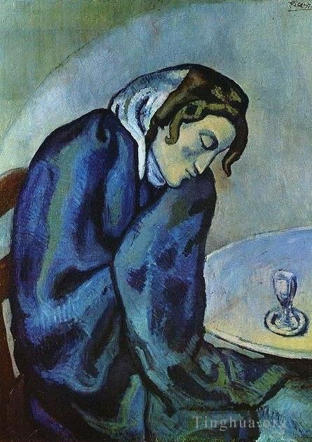 Pablo Picasso's Contemporary Various Paintings - Drunk woman is tired Femme ivre se fatigue 1902