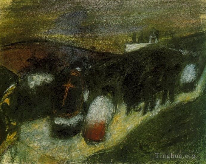 Pablo Picasso's Contemporary Various Paintings - Enterrement rural 1900