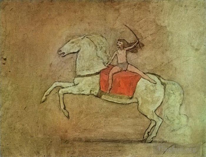 Pablo Picasso's Contemporary Various Paintings - Equestrienne a cheval 1905