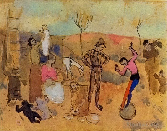Pablo Picasso's Contemporary Various Paintings - Famille de bateleurs 1905