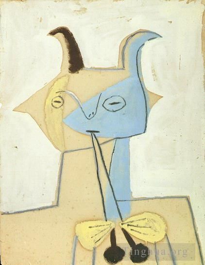 Pablo Picasso's Contemporary Various Paintings - Faune jaune et bleu jouant de la diaule 1946