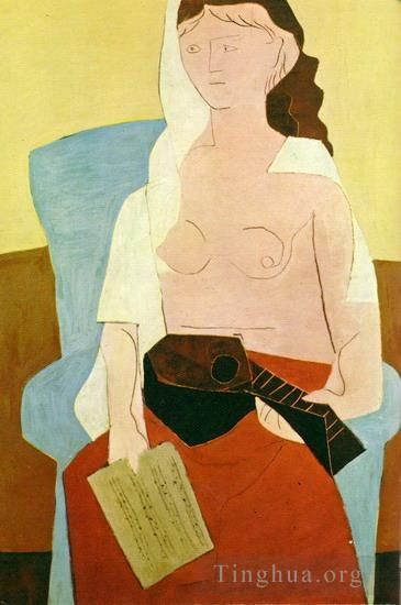 Pablo Picasso's Contemporary Various Paintings - Femme a la mandoline 1909