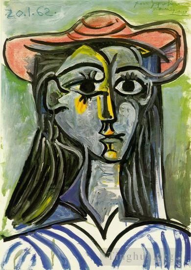 Pablo Picasso's Contemporary Various Paintings - Femme au chapeau Buste 1962