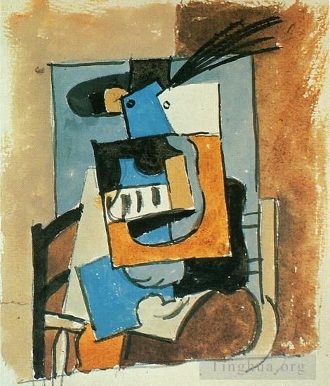 Pablo Picasso's Contemporary Various Paintings - Femme au chapeau a plume 1919