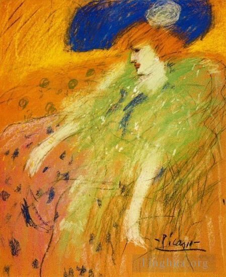 Pablo Picasso's Contemporary Various Paintings - Femme au chapeau bleu 1901
