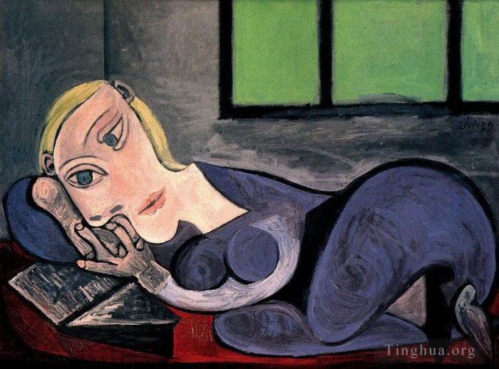 Pablo Picasso's Contemporary Various Paintings - Femme couchee lisant Marie Therese 1939