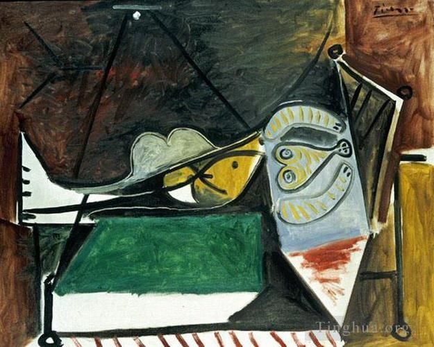 Pablo Picasso's Contemporary Various Paintings - Femme couchee sous la lampe 1960