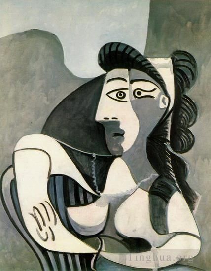 Pablo Picasso's Contemporary Various Paintings - Femme dans un fauteuil Buste 1962