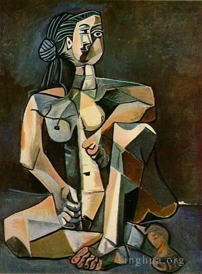 Pablo Picasso's Contemporary Various Paintings - Femme nue accroupie 1956