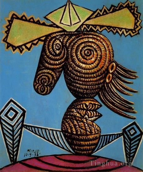 Pablo Picasso's Contemporary Various Paintings - Figure feminine au chapeau assise sur une chaise 1938